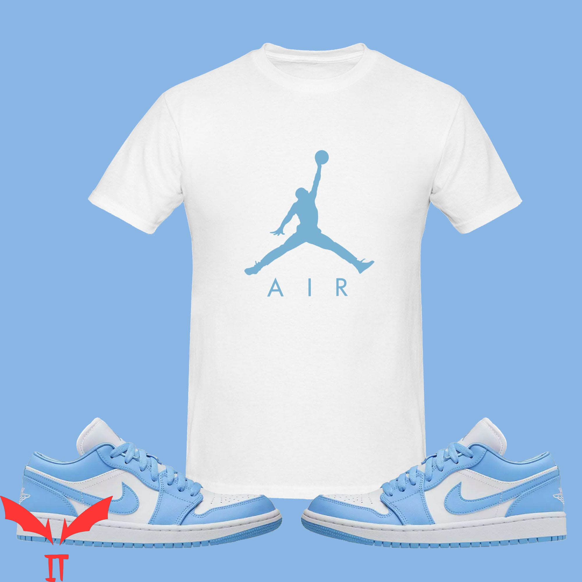 Jordan 1 T-Shirt Air J1 Match Blue Jumpman Popular Jordan 1 T-Shirt Air J1 Match Blue Jumpman Popular