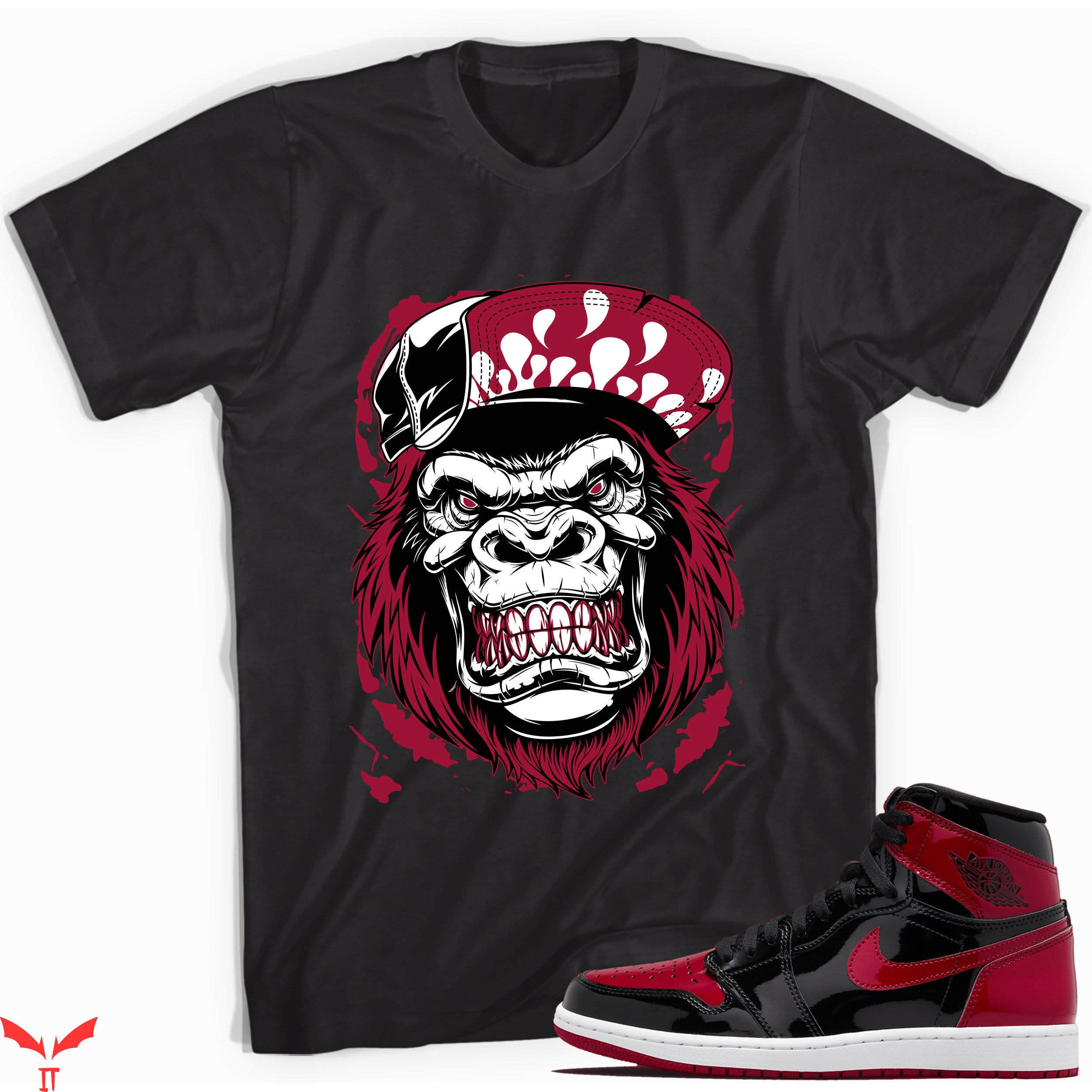 Jordan 1 T-Shirt Gorilla Beast Match J1 Retro Bred Patent Jordan 1 T-Shirt Gorilla Beast Match J1 Retro Bred Patent