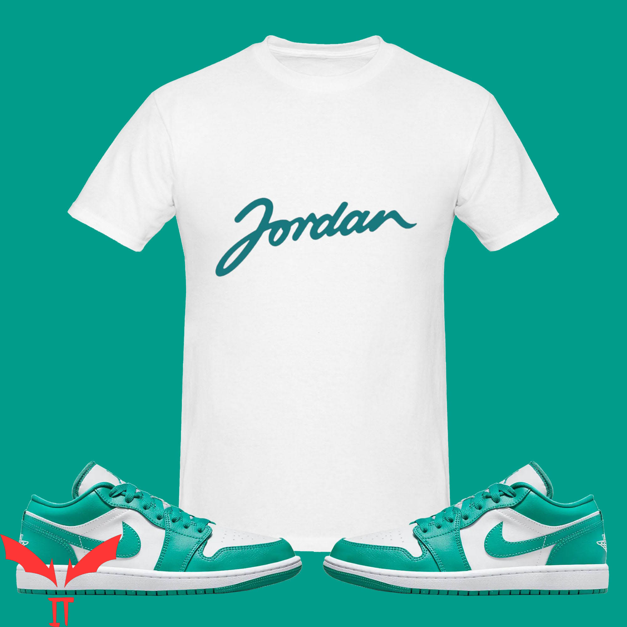 Jordan 1 T-Shirt J1 Sneaker Blue-Green Match Casual Jordan 1 T-Shirt J1 Sneaker Blue-Green Match Casual