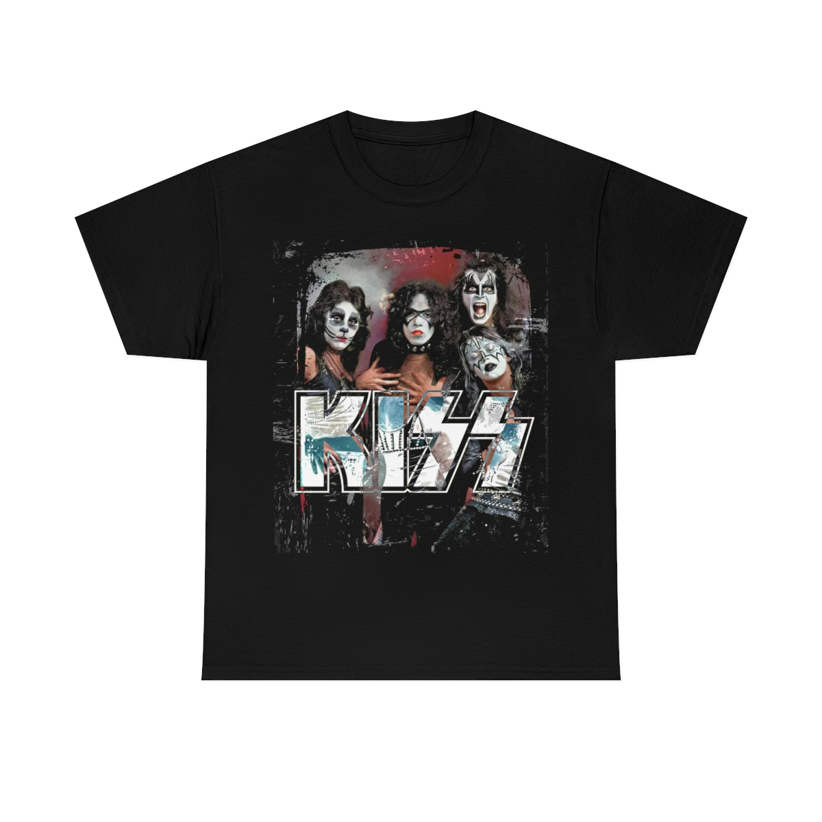 KISS 1974 Paul Stanley Bandit Makeup Group Photo Shirt KISS 1974 Paul Stanley Bandit Makeup Group Photo Shirt