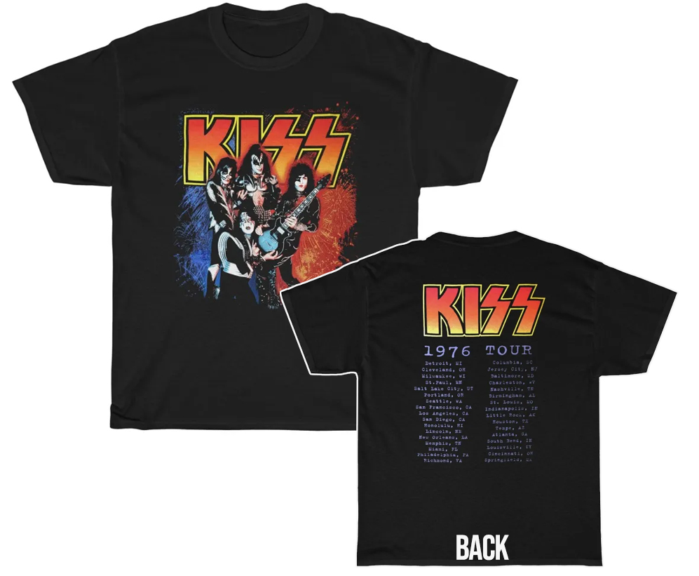 KISS 1976 Tour Dates Shirt KISS 1976 Tour Dates Shirt