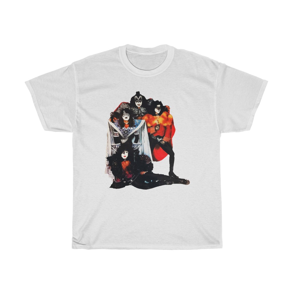 KISS 1980 Unmasked Era Group Shot Photo with Eric Carr T-Shirt KISS 1980 Unmasked Era Group Shot Photo with Eric Carr T-Shirt