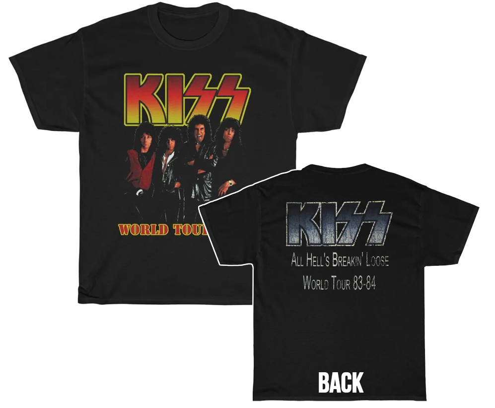 KISS 1983-84 Lick It Up All Hells Breakin' Loose World Tour Shirt KISS 1983-84 Lick It Up All Hells Breakin' Loose World Tour Shirt