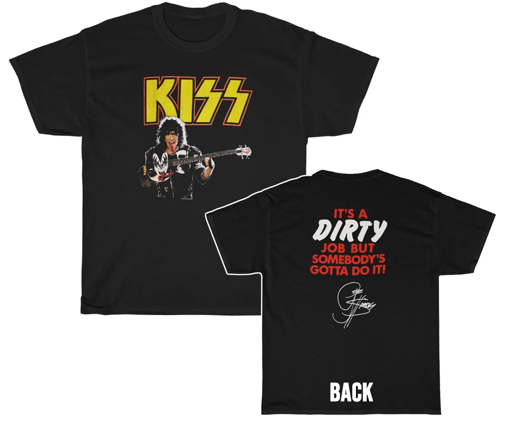 KISS 1987 Crazy Nights Gene Simmons with Bass It's A Dirty Job shirt KISS 1987 Crazy Nights Gene Simmons with Bass It's A Dirty Job shirt