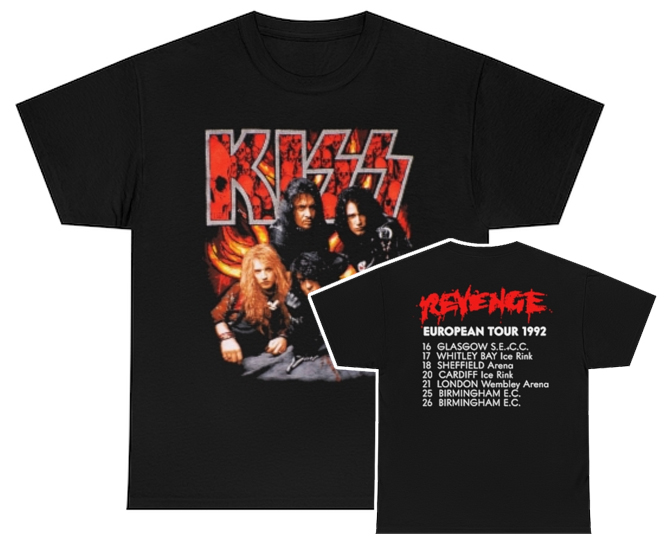 KISS 1992 Revenege European Tour Shirt KISS 1992 Revenege European Tour Shirt