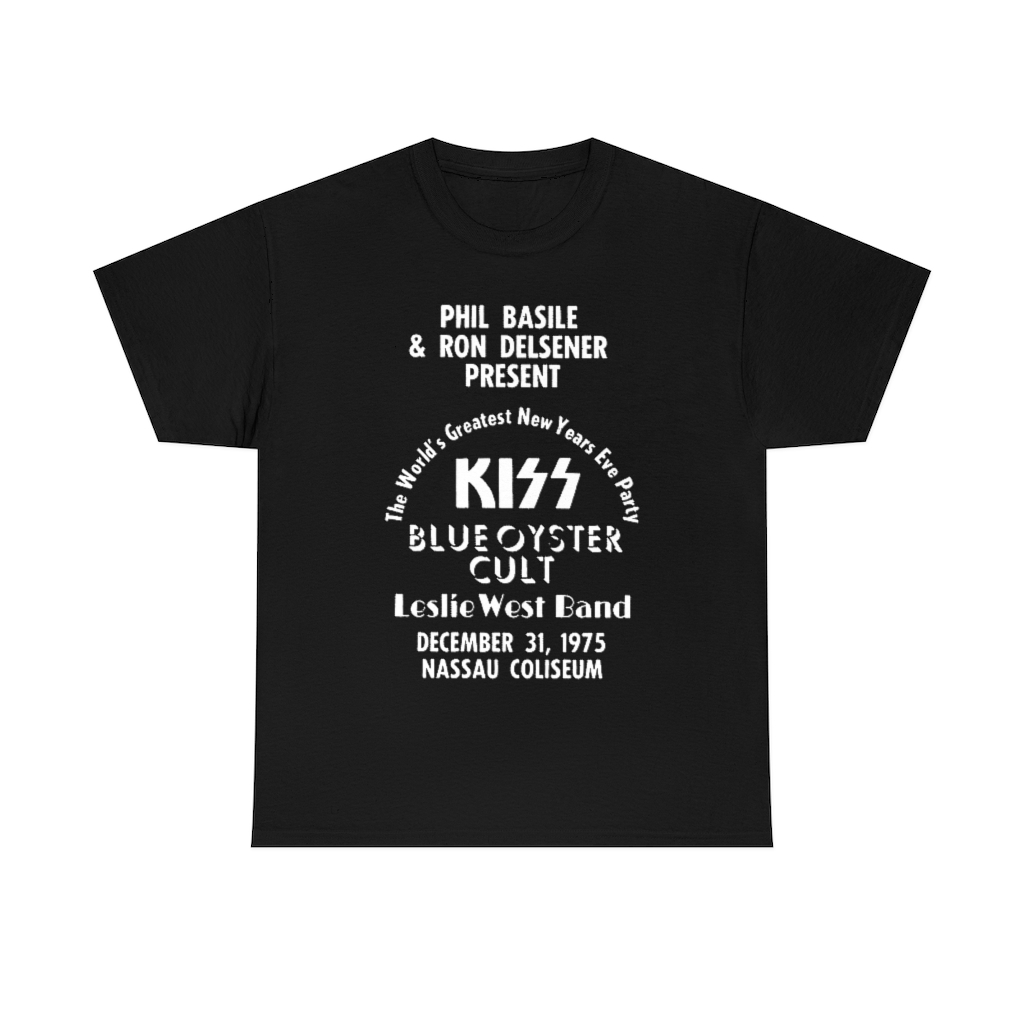 KISS Blue Oyster Cult Leslie West Band New Years Eve Nassau Coliseum Event Shirt KISS Blue Oyster Cult Leslie West Band New Years Eve Nassau Coliseum Event Shirt