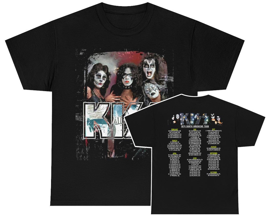 KISS Custom 1974 Paul Stanley Bandit Makeup Group Photo Tour Shirt KISS Custom 1974 Paul Stanley Bandit Makeup Group Photo Tour Shirt