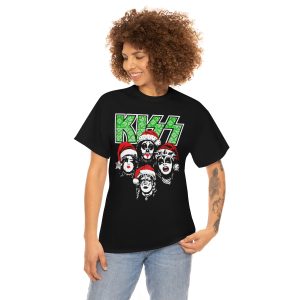 KISS Debut Album Cover With Santa Hats KISSMas Green Christmas Sweater Logo Shirt