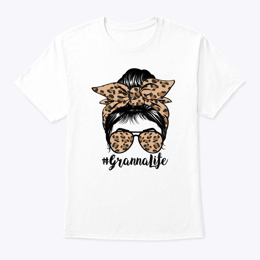 Leopard Granna Life Cute Messy Bun Girl Mother's Day T-Shirt Leopard Granna Life Cute Messy Bun Girl Mother's Day T-Shirt