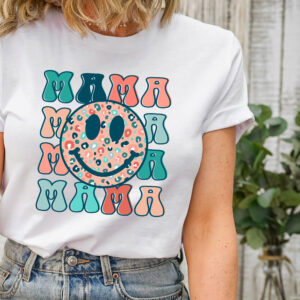 Leopard Mama Retro Smiley New Mom Shirt