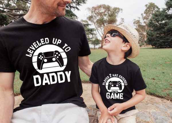 Leveled Up To Daddy Player 2 Has Entered Game Gamer Dad Shirt
