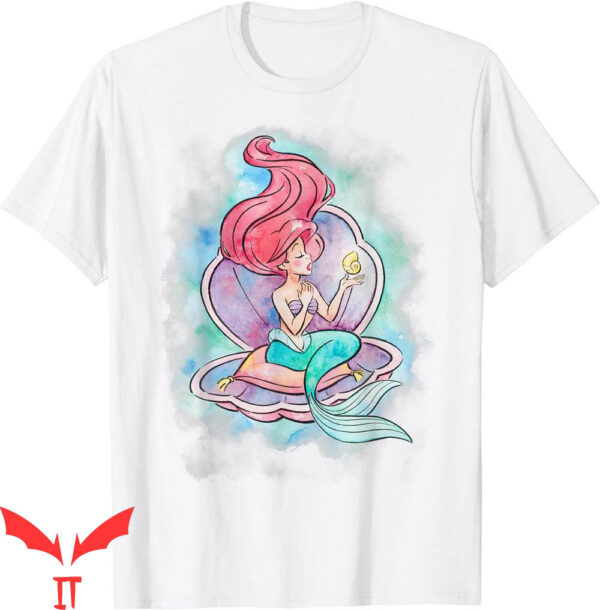 Little Mermaid T-Shirt Disney Ariel In Shell Watercolor