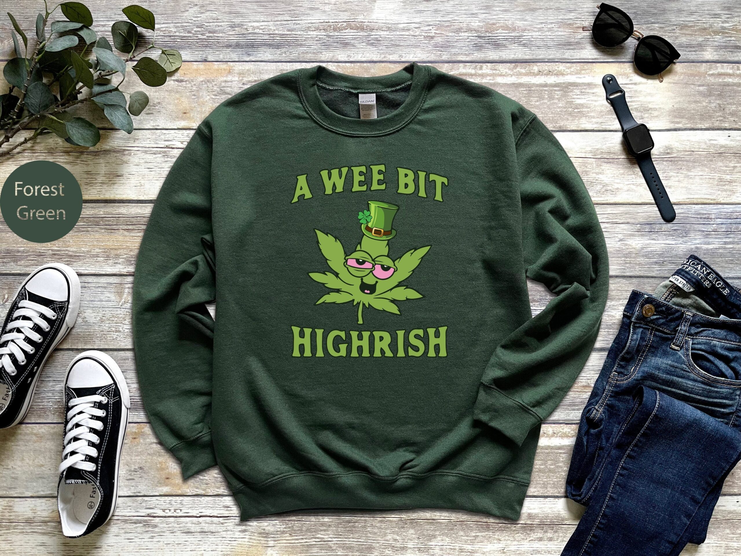 Lucky Shamrock A Wee Bit Highrish Irish Sweatshirt Lucky Shamrock A Wee Bit Highrish Irish Sweatshirt