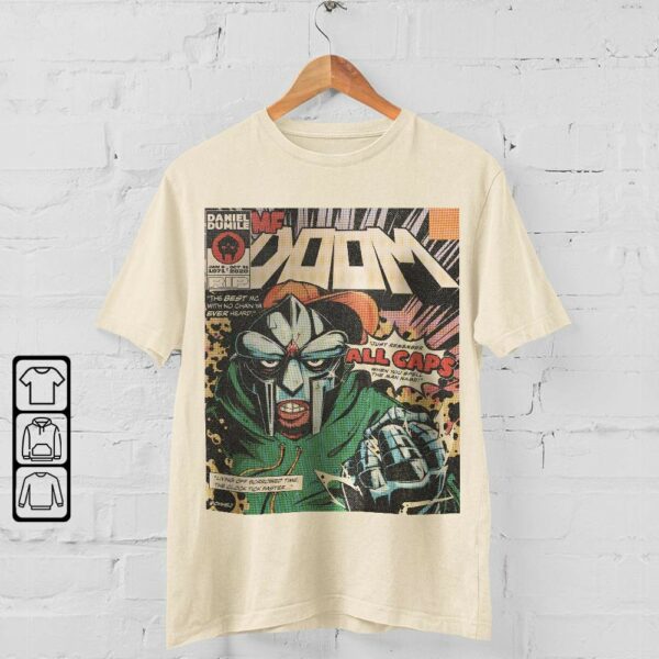 MF DOOM All Caps Comic Art Book Retro Vintage 90s T-Shirt