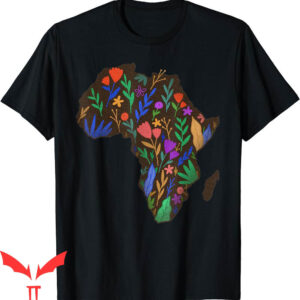 Map On T-Shirt Floral Aesthetic Colorful Nature Of Africa On