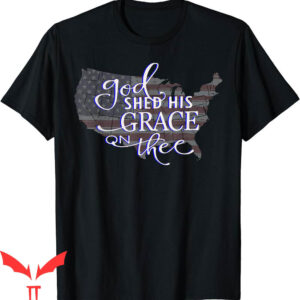 Map On T-Shirt God Shed His Grace On Thee Distressed USA