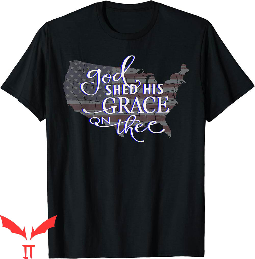 Map On T-Shirt God Shed His Grace On Thee Distressed USA Map On T-Shirt God Shed His Grace On Thee Distressed USA