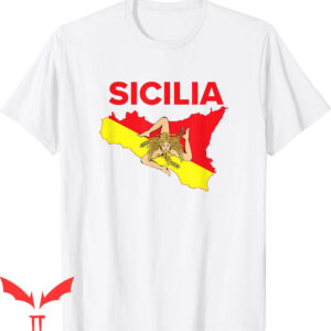 Map On T-Shirt Sicilian Pride Map Of Sicily Trinacria Tee