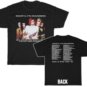 Marilyn Manson 1999 Sex Drugs and Rock &amp Roll Rock Is Dead Tour Shirt