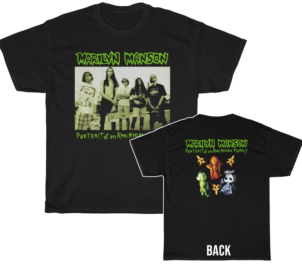 Marilyn Manson Custom Designed Portrait of An American Family T-Shirt Marilyn Manson Custom Designed Portrait of An American Family T-Shirt