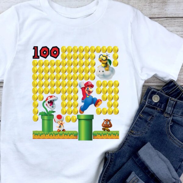 Mario 100 Days Of School Shirt