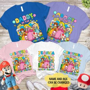 Mario Princess Peach Group Birthday Family Shirt