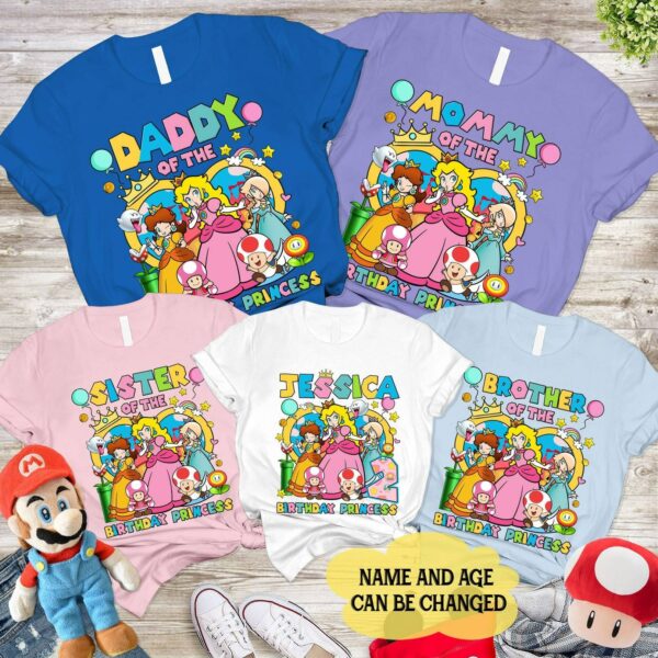 Mario Princess Peach Group Birthday Family Shirt