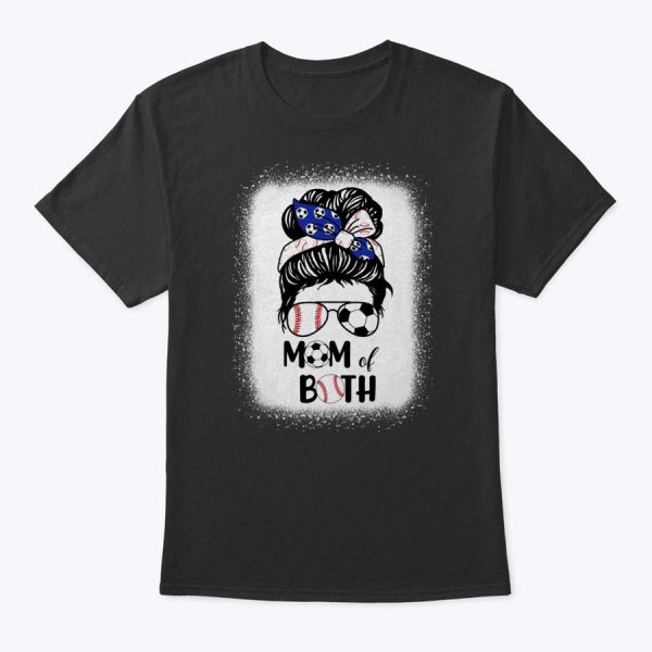 Messy Bun Soccer Mom Baseball Mom Of Both Mothers Day T-Shirt