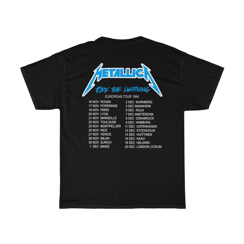 Metallica 1985 Ride The Lighting European Tour Shirt Metallica 1985 Ride The Lighting European Tour Shirt