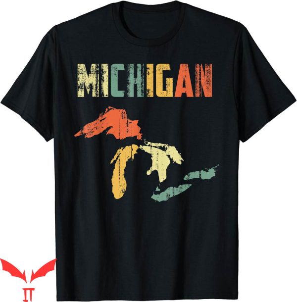 Michigan Vintage T-Shirt The Great Lakes Largest Water Retro