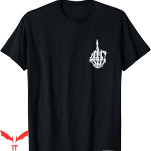 Middle Finger T-Shirt Funny Halloween Skeleton Hand Skull