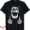 Middle Finger T-Shirt Halloween Skeleton Bones Skull
