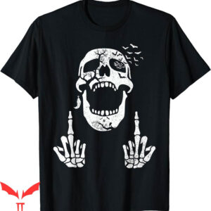 Middle Finger T-Shirt Halloween Skeleton Bones Skull