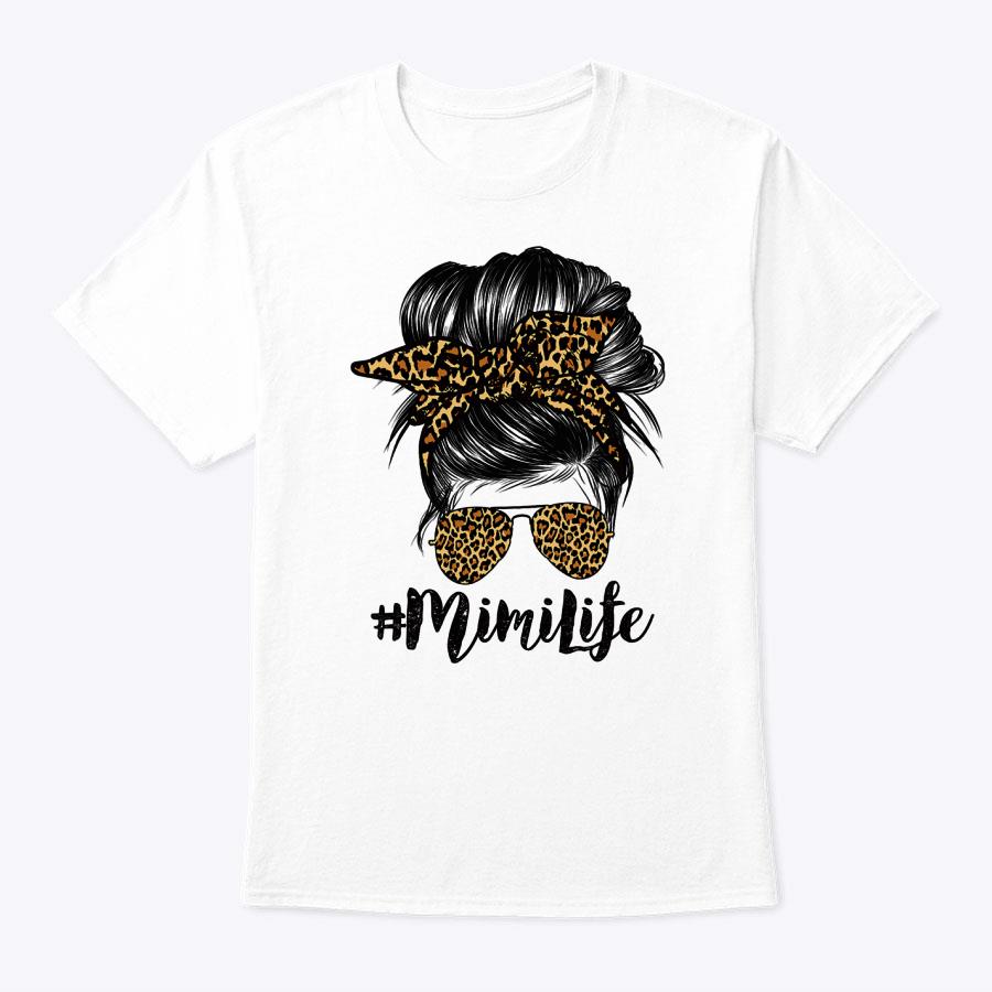 Mimi Life Hair Bandana Glasses Leopard Print Mother's Day T-Shirt Mimi Life Hair Bandana Glasses Leopard Print Mother's Day T-Shirt