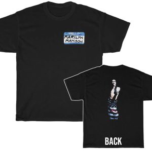My Name Is Marilyn Manson Shirt with Manson Middle Finger A Wearing Flag on Back
