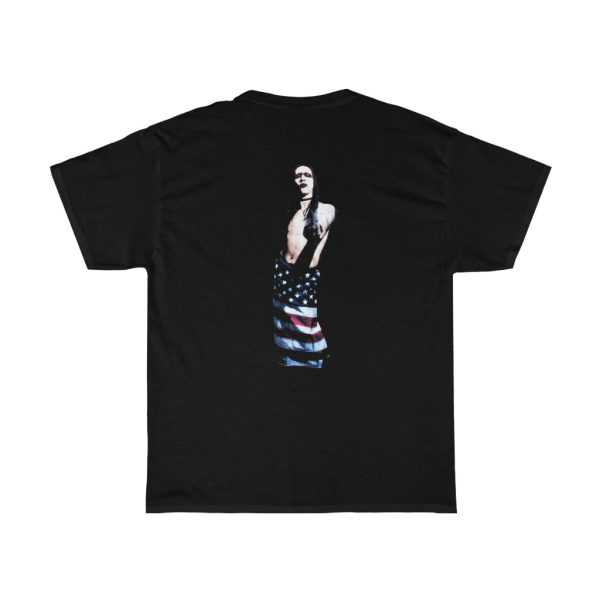 My Name Is Marilyn Manson Shirt with Manson Middle Finger A Wearing Flag on Back
