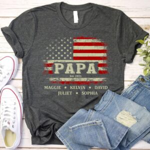 Papa Est American Flag US Father’s Day Shirt