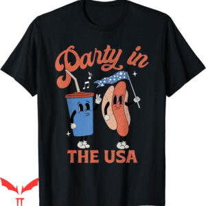 Party In The Usa T-Shirt 4th Of July Themed Soda And Hotdog