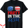Party In The Usa T-Shirt Funny July American Flag Sunglasses