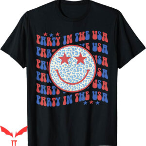 Party In The Usa T-Shirt Happy Face Leopard Pattern