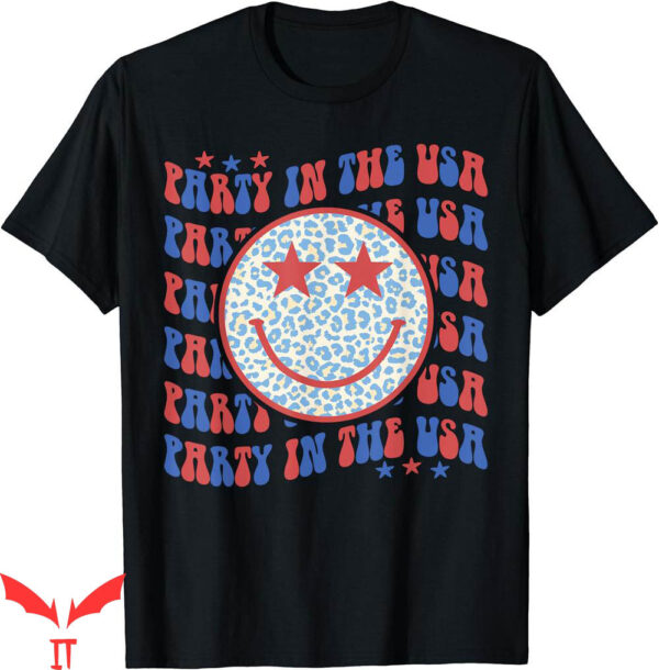 Party In The Usa T-Shirt Happy Face Leopard Pattern