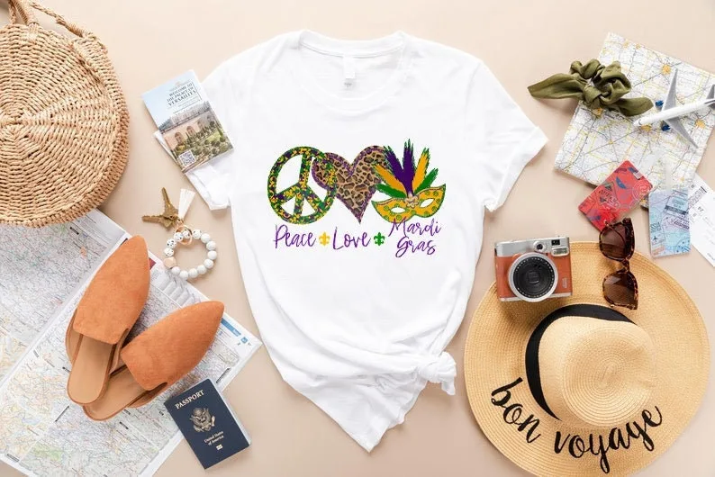 Peace Love Mardi Gras Fat Tuesday Shirt Peace Love Mardi Gras Fat Tuesday Shirt