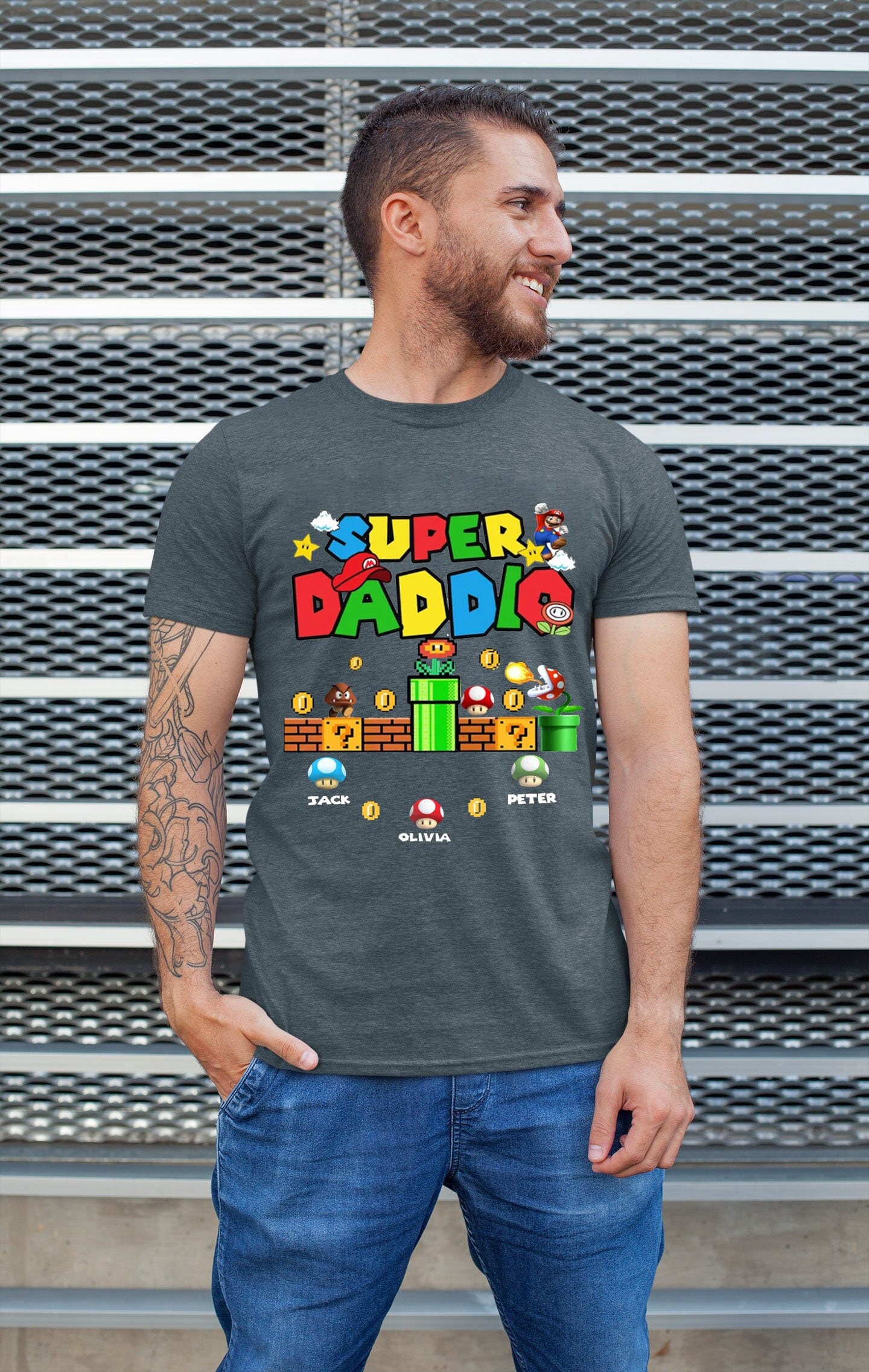 Personalization Father's Day Super Daddio Game T Shirt Personalization Father's Day Super Daddio Game T Shirt