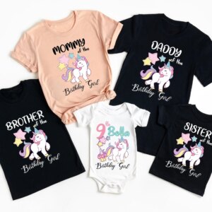 Personalized 9th Birthday Family Unicorn Tee Shirt