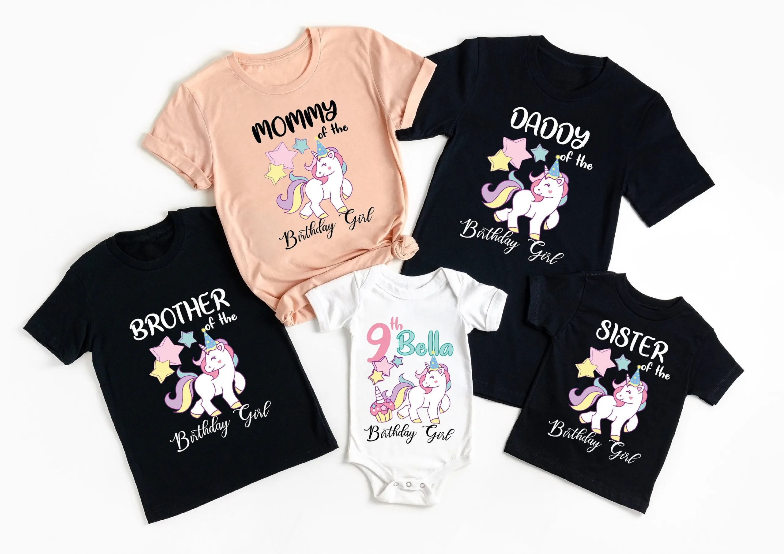 Personalized 9th Birthday Family Unicorn Tee Shirt Personalized 9th Birthday Family Unicorn Tee Shirt