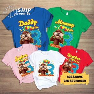Personalized Curious George Family Birthday Shirt
