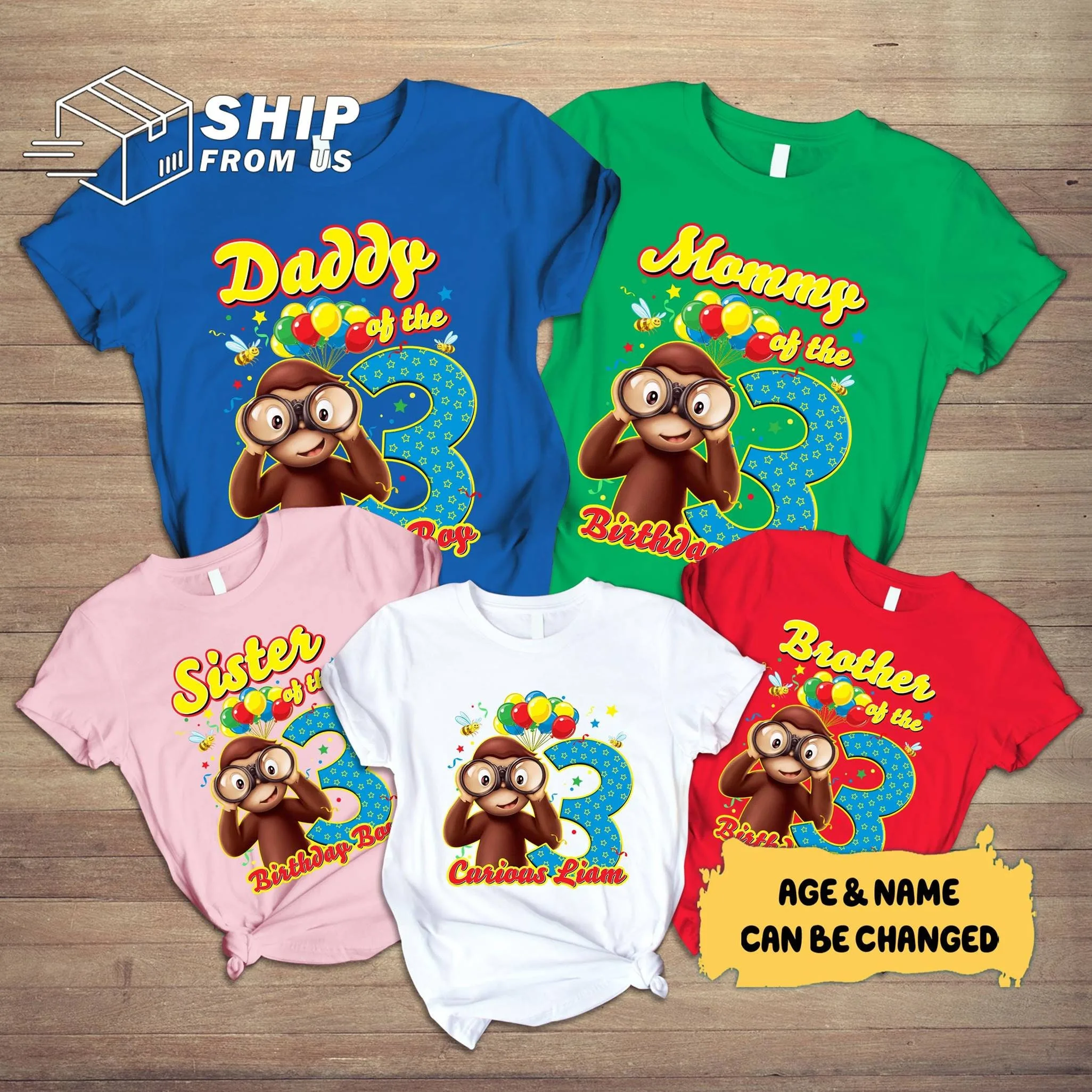 Personalized Curious George Family Birthday Shirt Personalized Curious George Family Birthday Shirt