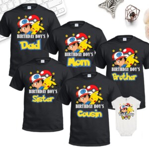 Personalized Custom Pokemon Birthday Cartoon Kids Shirt