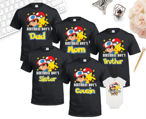 Personalized Custom Pokemon Birthday Cartoon Kids Shirt