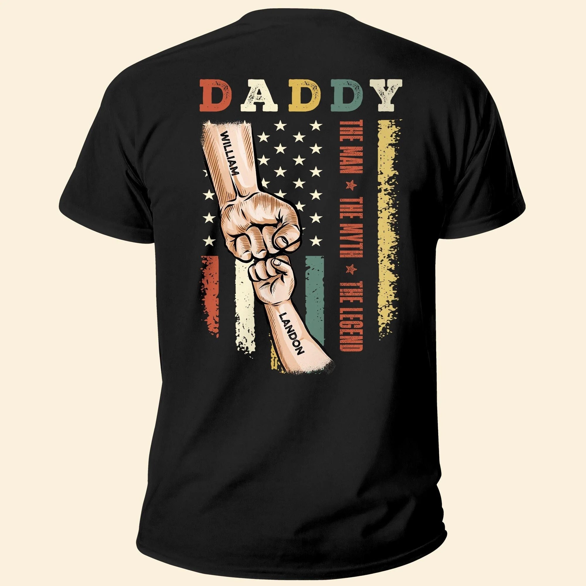 Personalized Dad Raised Fist Bump Fathers Day Kids Matching T-Shirt Personalized Dad Raised Fist Bump Fathers Day Kids Matching T-Shirt
